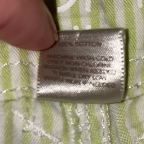 Ann Taylor Loft Womens Cotton Striped Mid Rise Shorts Green White Size 16 - Picture 6 of 8